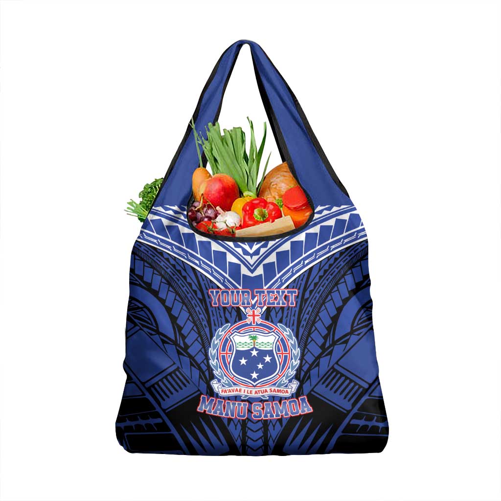 Custom Manu Samoa Sevens Rugby Grocery Bag Samoan Tribal Tattoo LT9 1-pack One Size Blue - Polynesian Pride