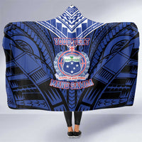 Custom Manu Samoa Sevens Rugby Hooded Blanket Samoan Tribal Tattoo LT9 One Size Blue - Polynesian Pride
