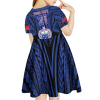 Custom Manu Samoa Sevens Rugby Kid Short Sleeve Dress Samoan Tribal Tattoo LT9 - Polynesian Pride