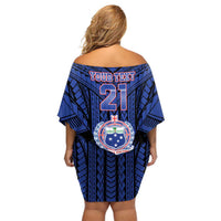 Custom Manu Samoa Sevens Rugby Off Shoulder Short Dress Samoan Tribal Tattoo LT9 - Polynesian Pride