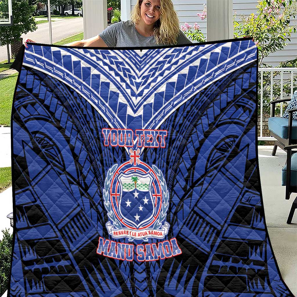 Custom Manu Samoa Sevens Rugby Quilt Samoan Tribal Tattoo LT9 Blue - Polynesian Pride