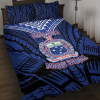 Custom Manu Samoa Sevens Rugby Quilt Bed Set Samoan Tribal Tattoo LT9 Blue - Polynesian Pride
