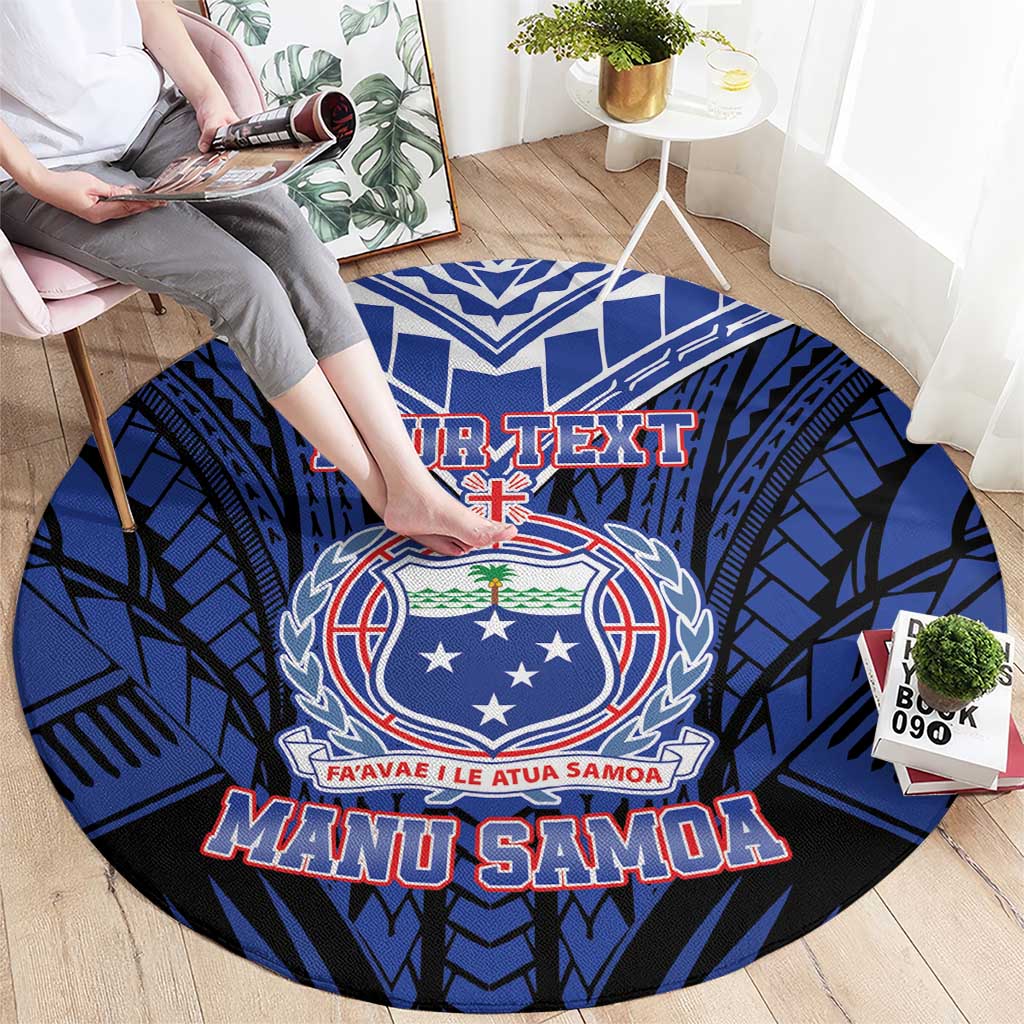 Custom Manu Samoa Sevens Rugby Round Carpet Samoan Tribal Tattoo LT9 - Polynesian Pride
