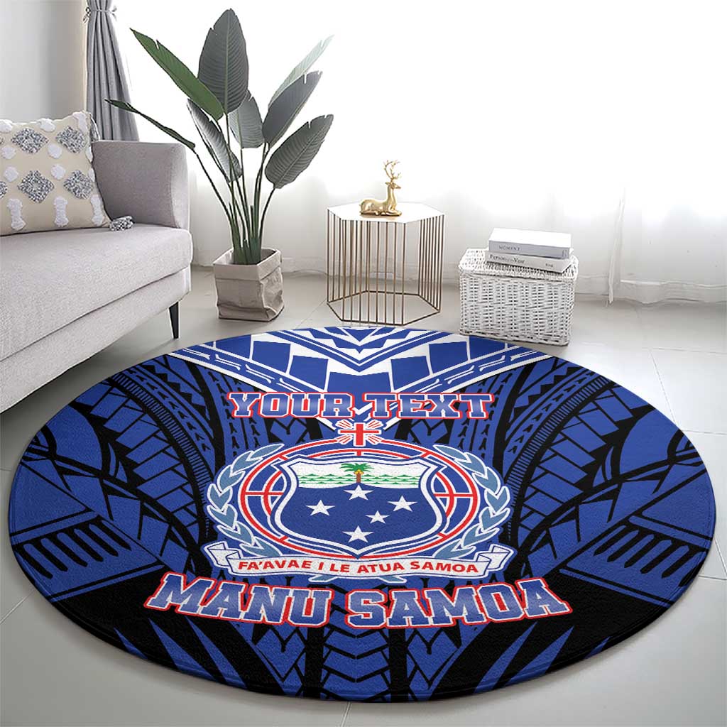 Custom Manu Samoa Sevens Rugby Round Carpet Samoan Tribal Tattoo LT9 - Polynesian Pride