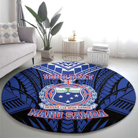 Custom Manu Samoa Sevens Rugby Round Carpet Samoan Tribal Tattoo LT9 - Polynesian Pride