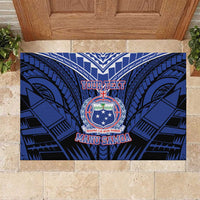Custom Manu Samoa Sevens Rugby Rubber Doormat Samoan Tribal Tattoo LT9 Blue - Polynesian Pride