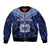 Custom Manu Samoa Sevens Rugby Sleeve Zip Bomber Jacket Samoan Tribal Tattoo