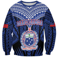 Custom Manu Samoa Sevens Rugby Sweatshirt Samoan Tribal Tattoo LT9 Unisex Blue - Polynesian Pride