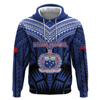 Custom Manu Samoa Sevens Rugby Zip Hoodie Samoan Tribal Tattoo LT9 Pullover Hoodie Blue - Polynesian Pride