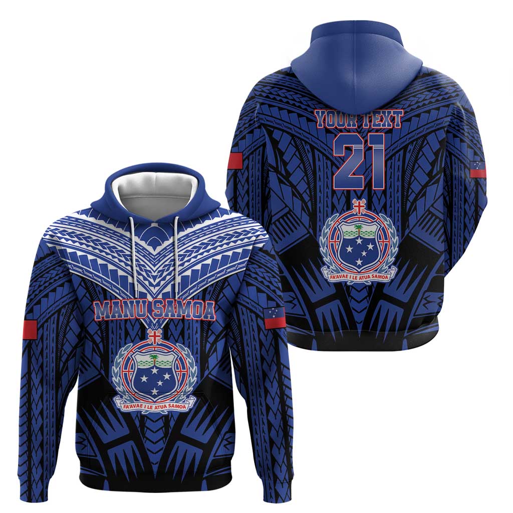 Custom Manu Samoa Sevens Rugby Zip Hoodie Samoan Tribal Tattoo LT9 - Polynesian Pride