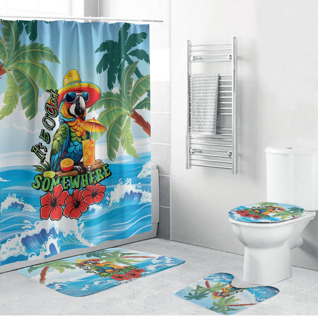 Funny Parrot Margarita Five O'clock Somewhere Bathroom Set LT9 Bathroom Set (4 pcs) Blue - Polynesian Pride