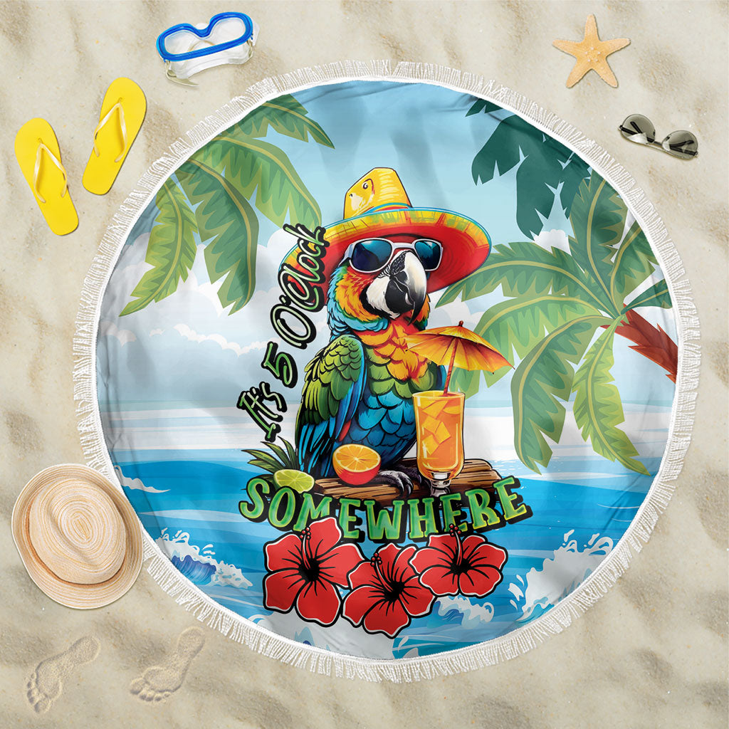 Funny Parrot Margarita Five O'clock Somewhere Beach Blanket LT9 One Size 150cm Blue - Polynesian Pride