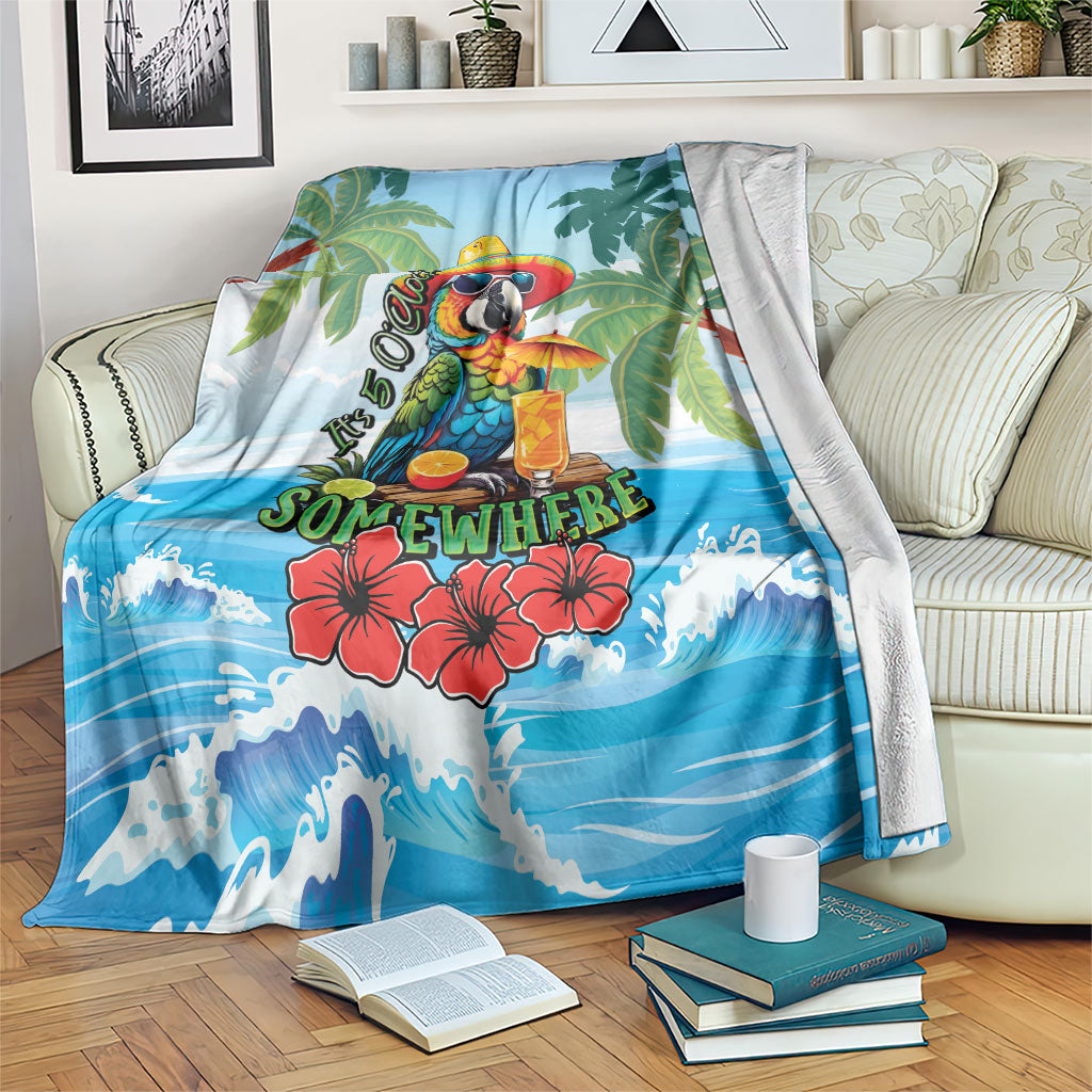 Funny Parrot Margarita Five O'clock Somewhere Blanket LT9 Blue - Polynesian Pride