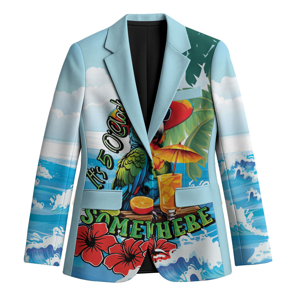 Funny Parrot Margarita Five O'clock Somewhere Blazer LT9 Unisex Blue - Polynesian Pride