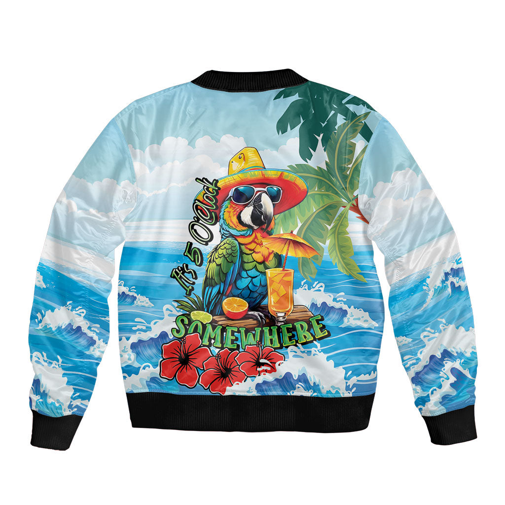 Funny Parrot Margarita Five O'clock Somewhere Bomber Jacket LT9 - Polynesian Pride