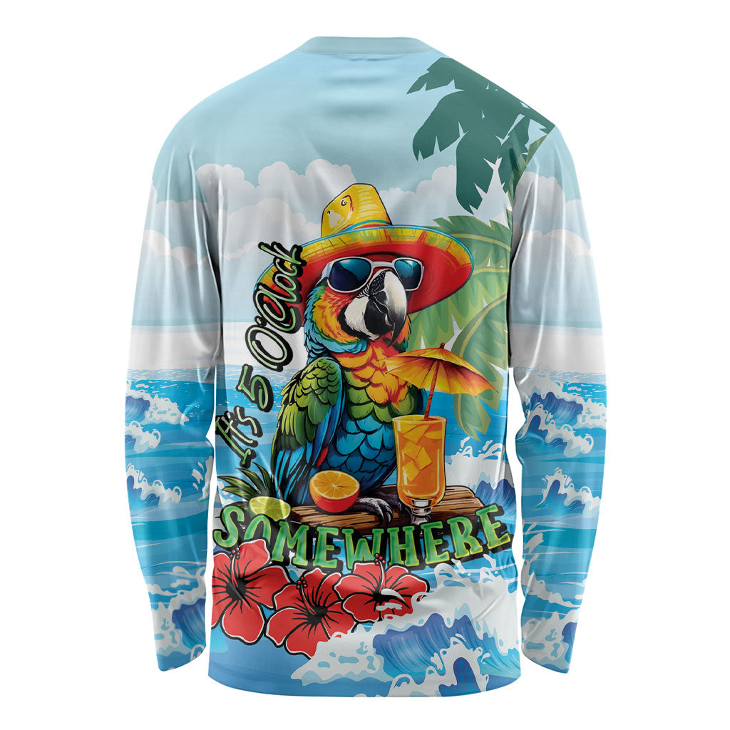 Funny Parrot Margarita Five O'clock Somewhere Long Sleeve Shirt LT9 - Polynesian Pride