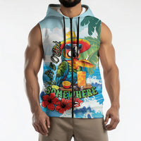Funny Parrot Margarita Five O'clock Somewhere Sleeveless Zip Hoodie LT9 - Polynesian Pride