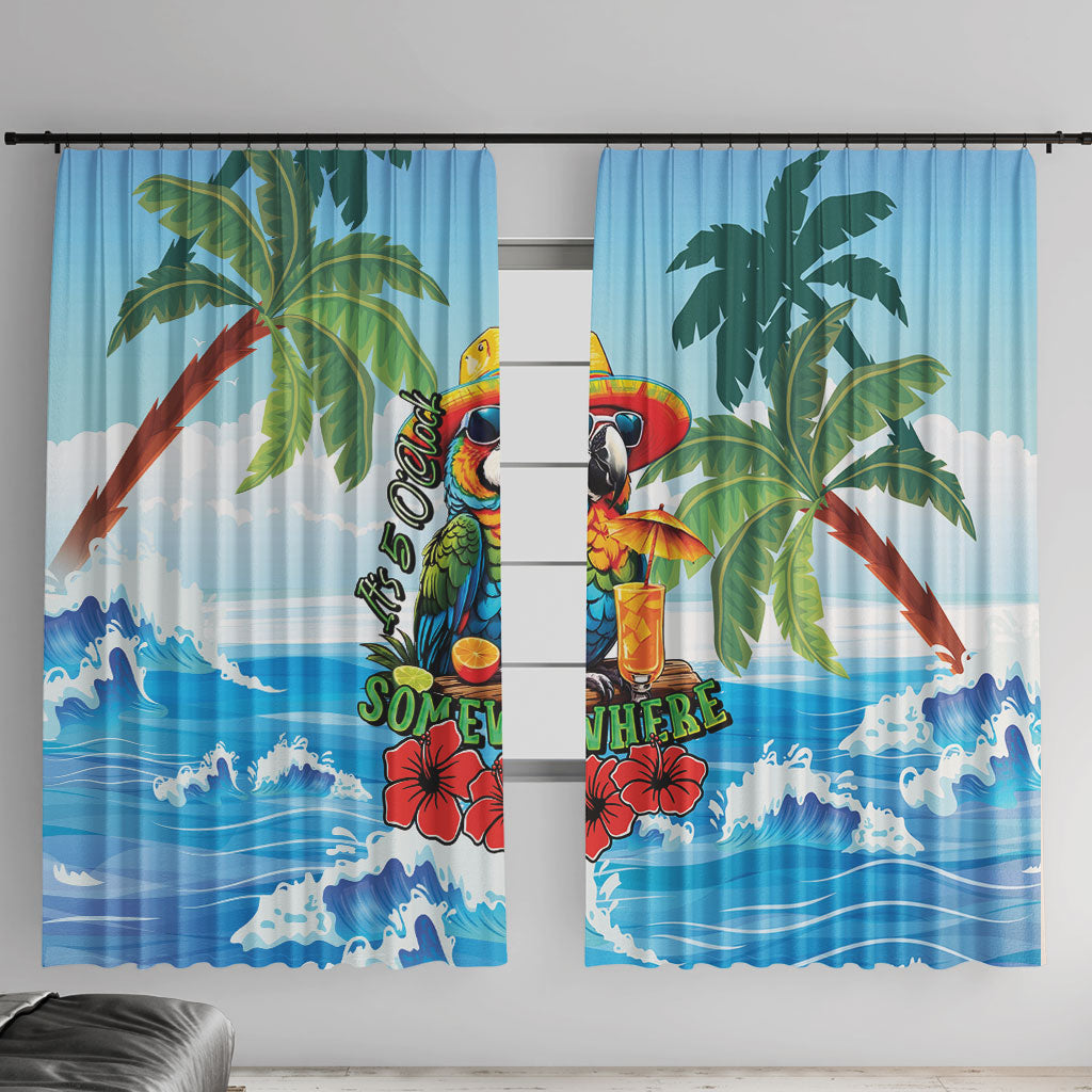 Funny Parrot Margarita Five O'clock Somewhere Window Curtain LT9 With Hooks Blue - Polynesian Pride