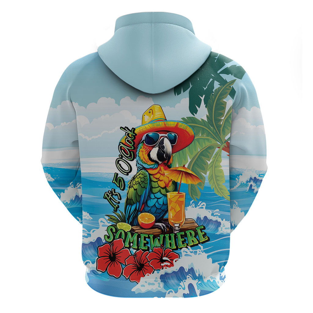 Funny Parrot Margarita Five O'clock Somewhere Zip Hoodie LT9 - Polynesian Pride