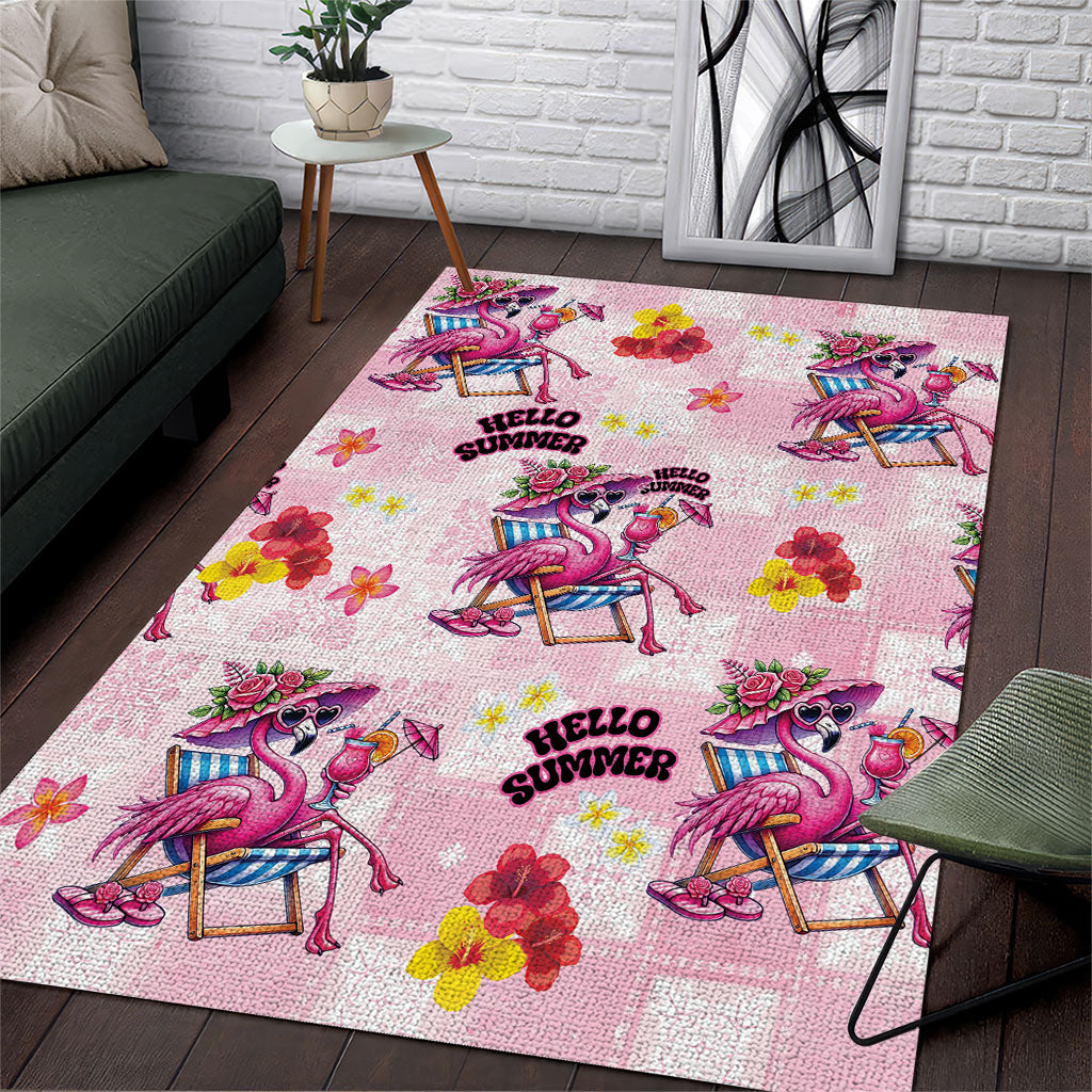 Hawaii Flamingo Hello Summer Area Rug Hawaiian Quilt Pattern LT9 Pink - Polynesian Pride