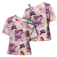 Hawaii Flamingo Hello Summer Cross Shoulder Shirt Hawaiian Quilt Pattern LT9 - Polynesian Pride