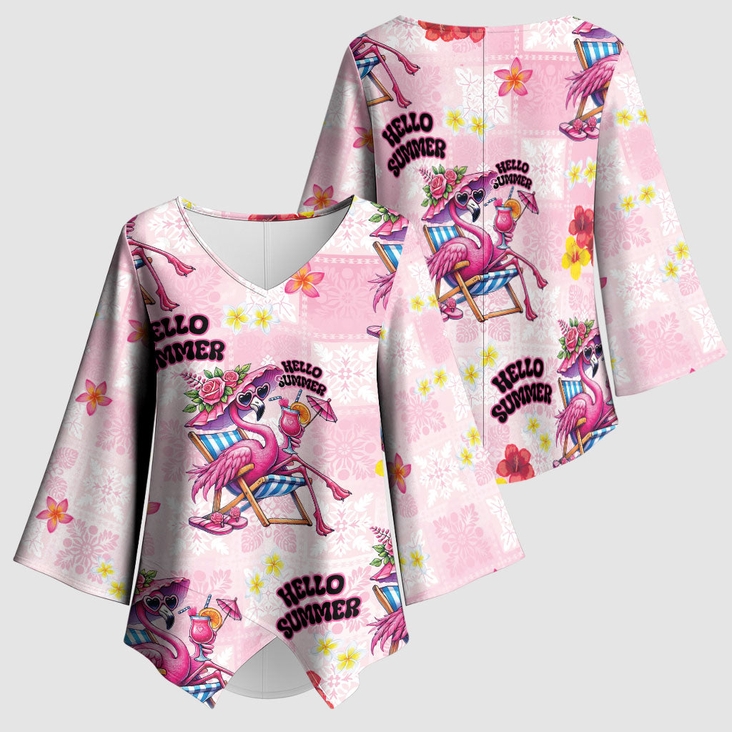 Hawaii Flamingo Hello Summer Kimono Sleeve Blouse Hawaiian Quilt Pattern LT9 - Polynesian Pride