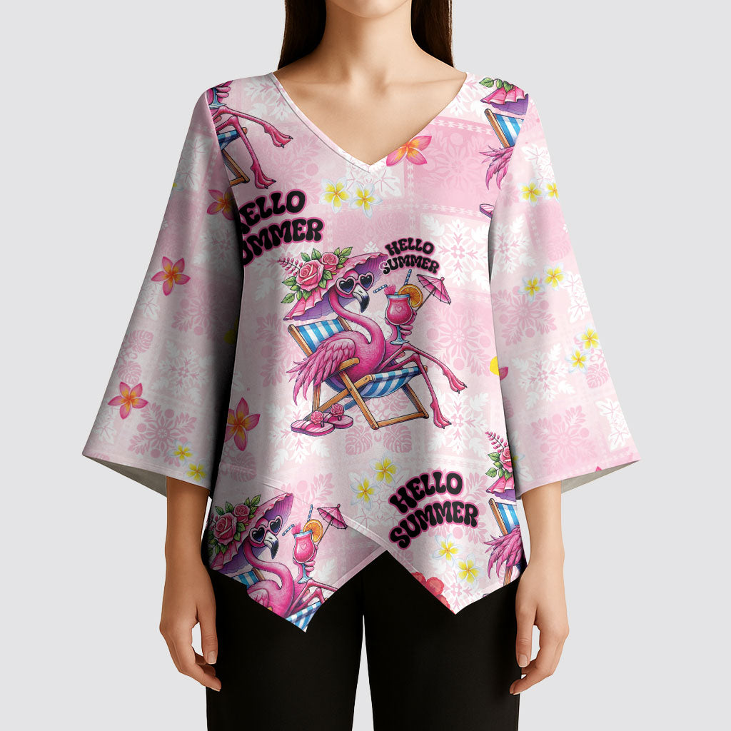 Hawaii Flamingo Hello Summer Kimono Sleeve Blouse Hawaiian Quilt Pattern LT9 - Polynesian Pride