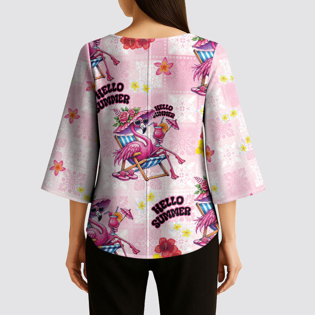 Hawaii Flamingo Hello Summer Kimono Sleeve Blouse Hawaiian Quilt Pattern LT9 - Polynesian Pride