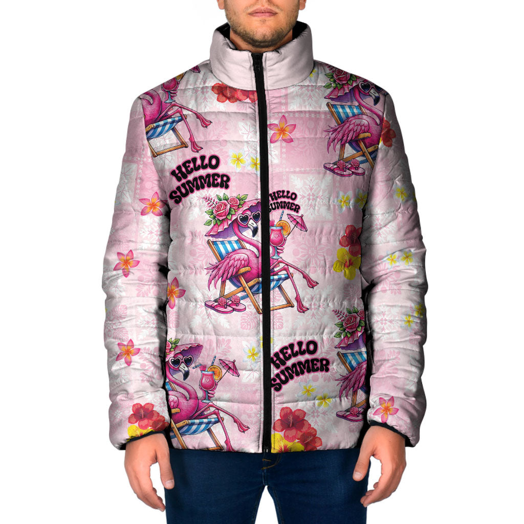 Hawaii Flamingo Hello Summer Padded Jacket Hawaiian Quilt Pattern LT9 Men Pink - Polynesian Pride