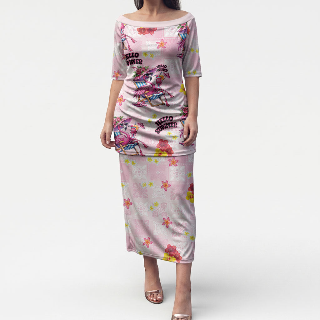 Hawaii Flamingo Hello Summer Puletasi Hawaiian Quilt Pattern LT9 Long Dress Pink - Polynesian Pride