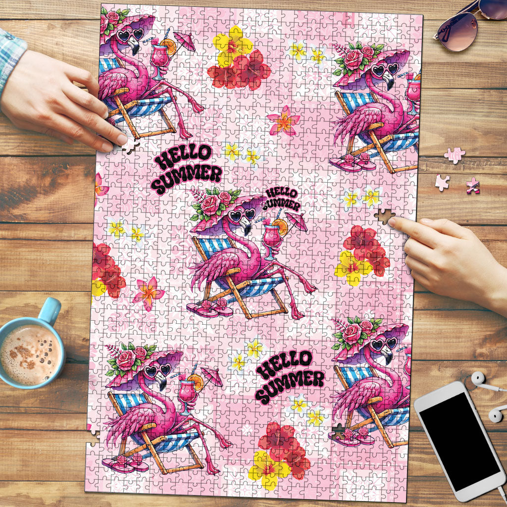 Hawaii Flamingo Hello Summer Puzzle Hawaiian Quilt Pattern LT9 Pink - Polynesian Pride