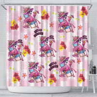 Hawaii Flamingo Hello Summer Shower Curtain Hawaiian Quilt Pattern LT9 - Polynesian Pride