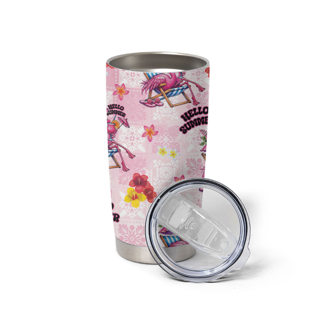 Hawaii Flamingo Hello Summer Tumbler Cup Hawaiian Quilt Pattern LT9 - Polynesian Pride