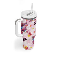 Hawaii Flamingo Hello Summer Tumbler With Handle Hawaiian Quilt Pattern LT9 - Polynesian Pride