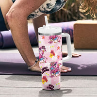 Hawaii Flamingo Hello Summer Tumbler With Handle Hawaiian Quilt Pattern LT9 - Polynesian Pride