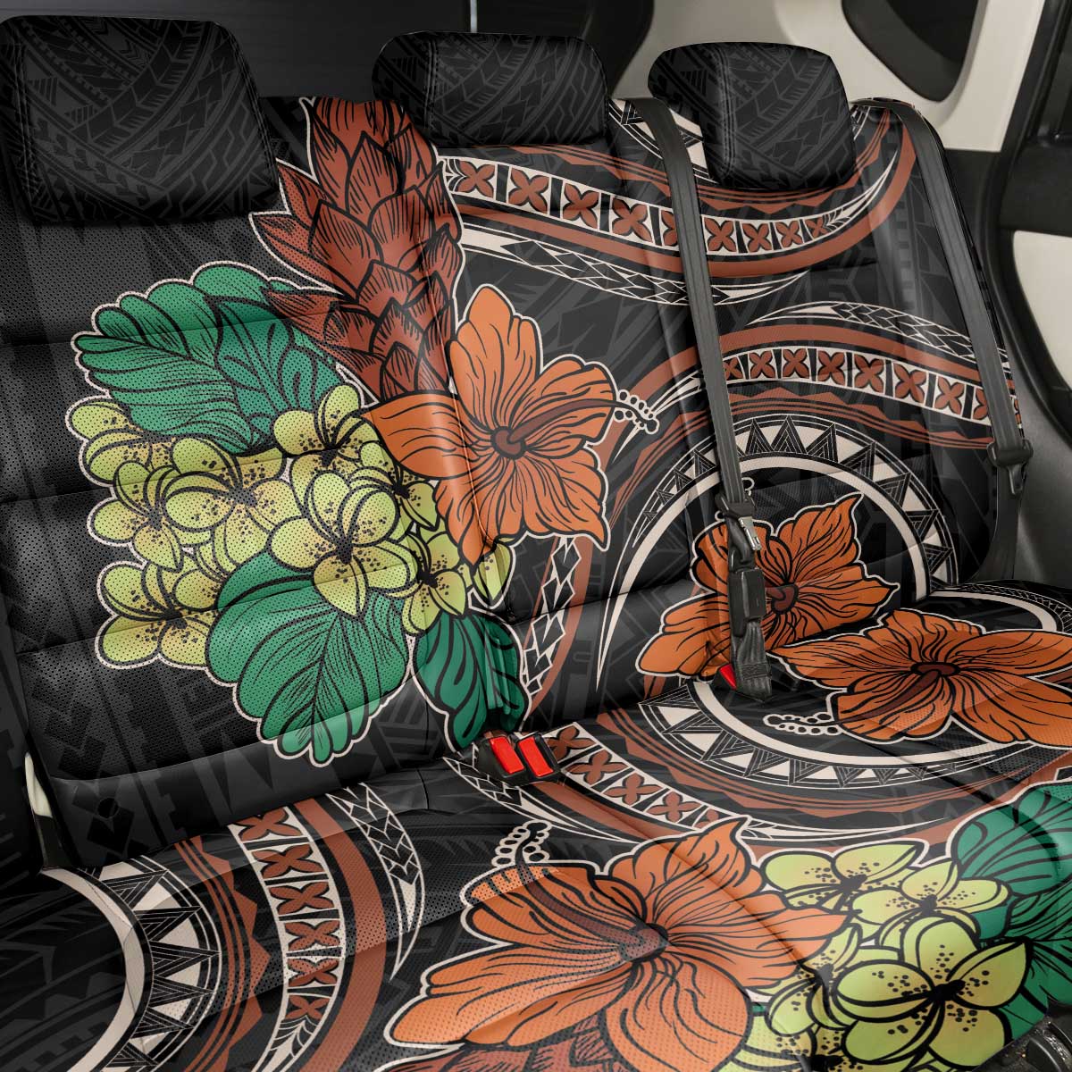 Vintage Hibiscus Pacific Floral Back Car Seat Cover LT9 - Polynesian Pride