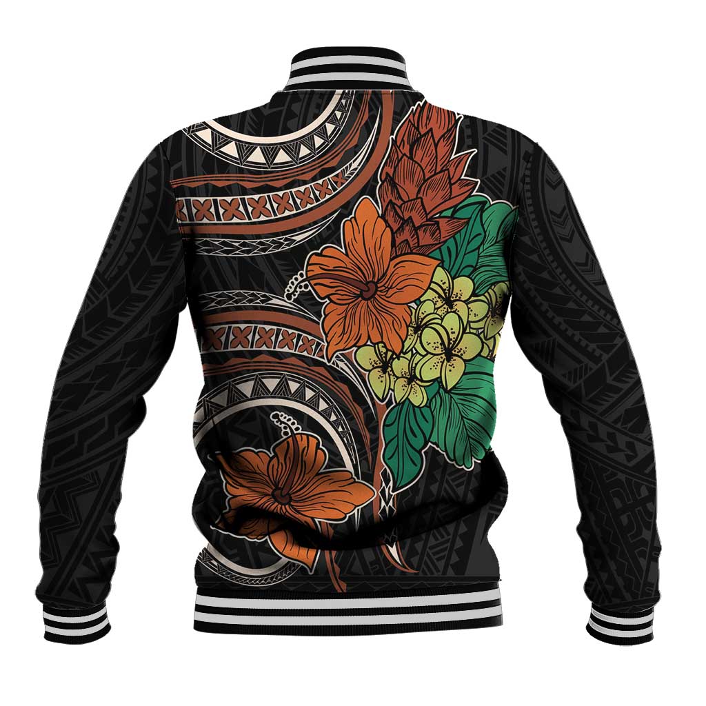 Vintage Hibiscus Pacific Floral Baseball Jacket LT9 - Polynesian Pride