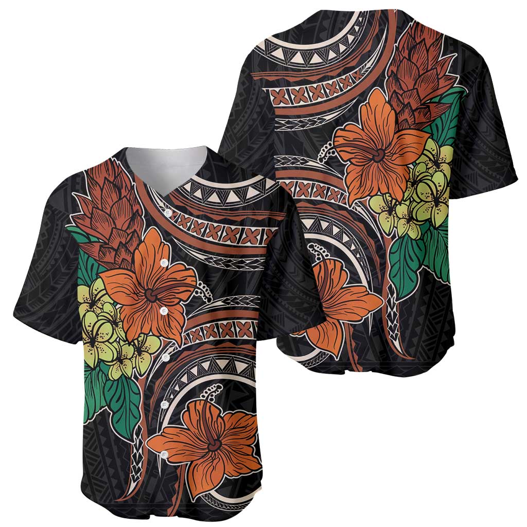 Vintage Hibiscus Pacific Floral Baseball Jersey LT9 - Polynesian Pride