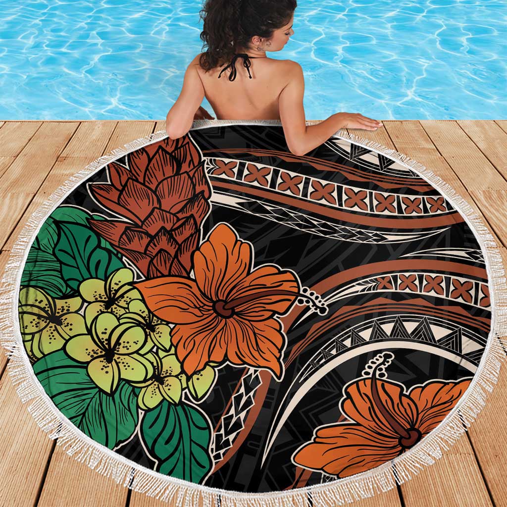 Vintage Hibiscus Pacific Floral Beach Blanket LT9 - Polynesian Pride