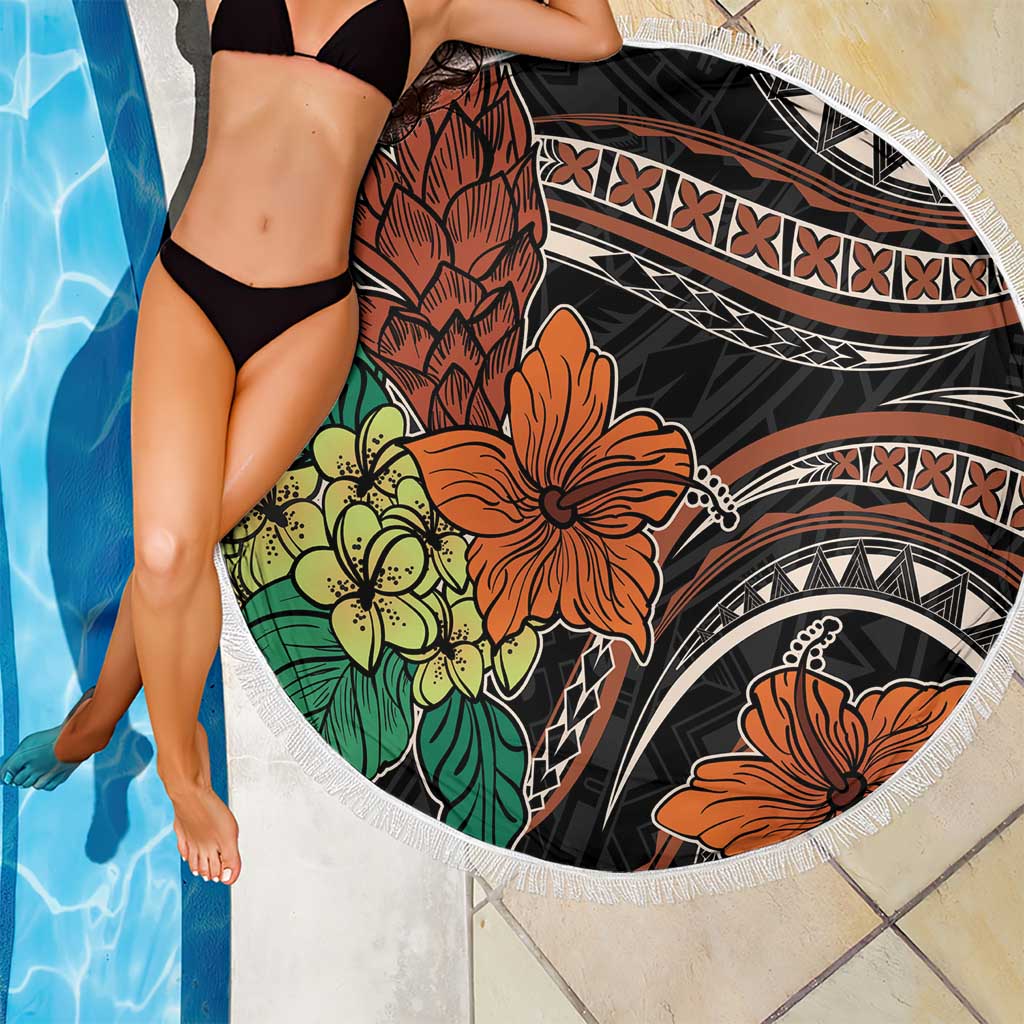 Vintage Hibiscus Pacific Floral Beach Blanket LT9 - Polynesian Pride