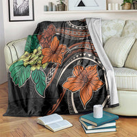 Vintage Hibiscus Pacific Floral Blanket LT9 Black - Polynesian Pride