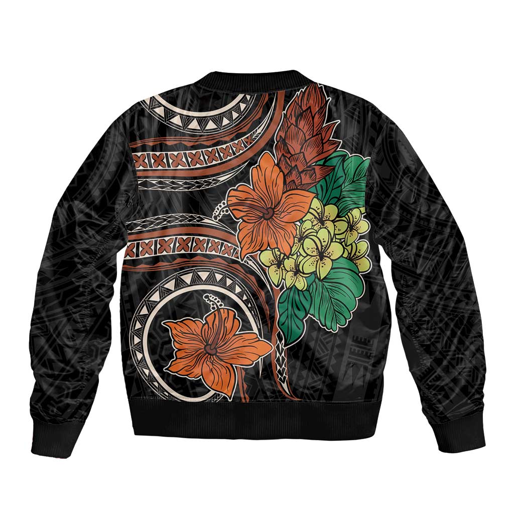 Vintage Hibiscus Pacific Floral Bomber Jacket LT9 - Polynesian Pride