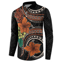 Vintage Hibiscus Pacific Floral Button Sweatshirt LT9 - Polynesian Pride