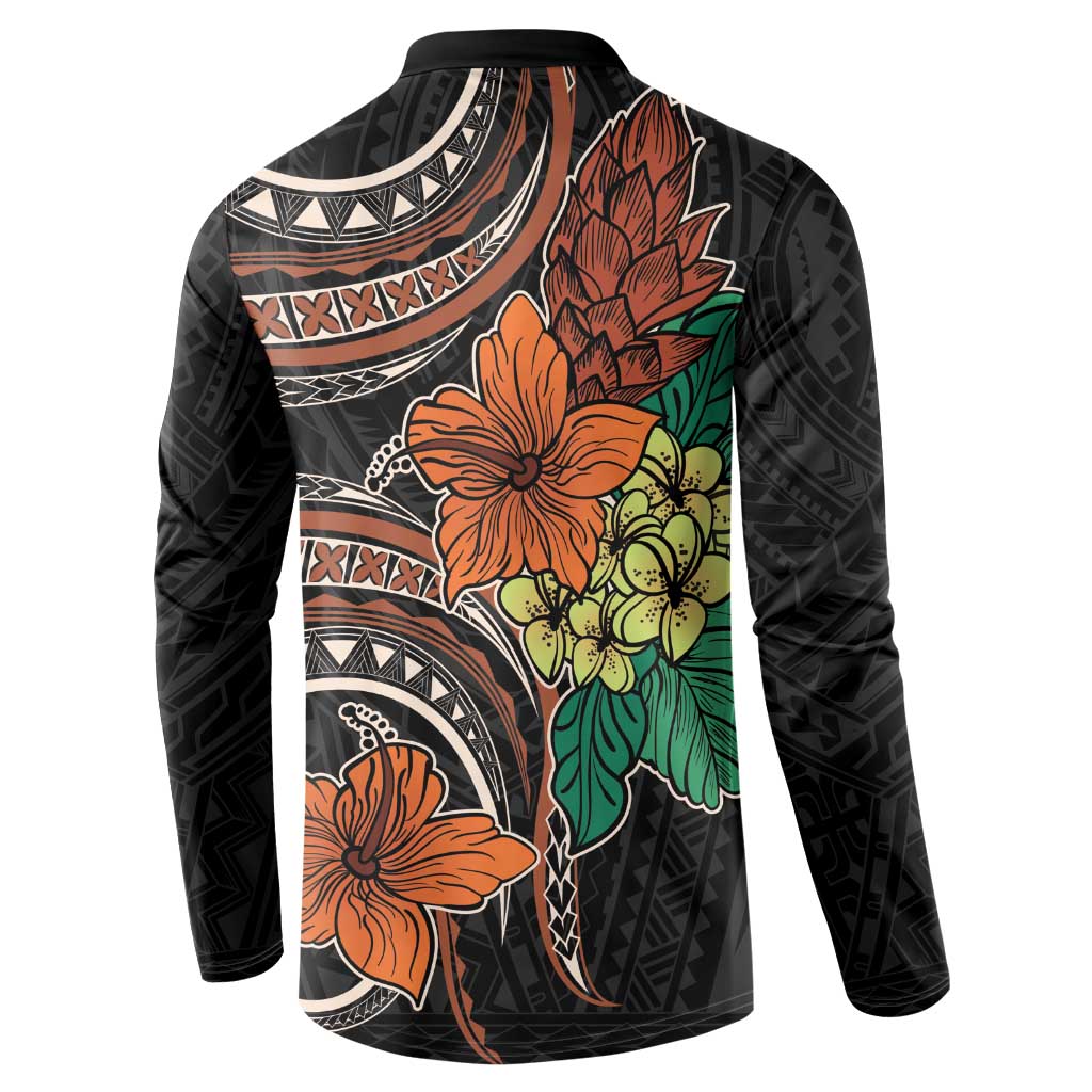 Vintage Hibiscus Pacific Floral Button Sweatshirt LT9 - Polynesian Pride