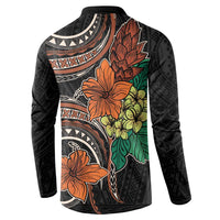 Vintage Hibiscus Pacific Floral Button Sweatshirt LT9 - Polynesian Pride