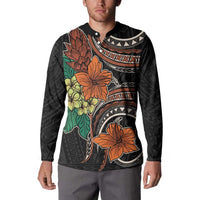 Vintage Hibiscus Pacific Floral Button Sweatshirt LT9 - Polynesian Pride
