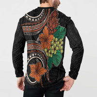 Vintage Hibiscus Pacific Floral Button Sweatshirt LT9 - Polynesian Pride