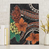 Vintage Hibiscus Pacific Floral Canvas Wall Art LT9 Without Frame Black - Polynesian Pride