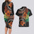 Vintage Hibiscus Pacific Floral Couples Matching Long Sleeve Bodycon Dress and Hawaiian Shirt