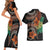 Vintage Hibiscus Pacific Floral Couples Matching Short Sleeve Bodycon Dress and Hawaiian Shirt